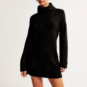 Abercrombie & Fitch Long-Sleeve Turtleneck Mini Sweater Dress Black Size S
